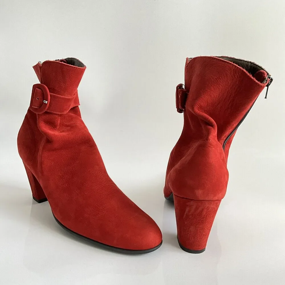 Arche LN  Suede Ankle Comfort Boots Red 42